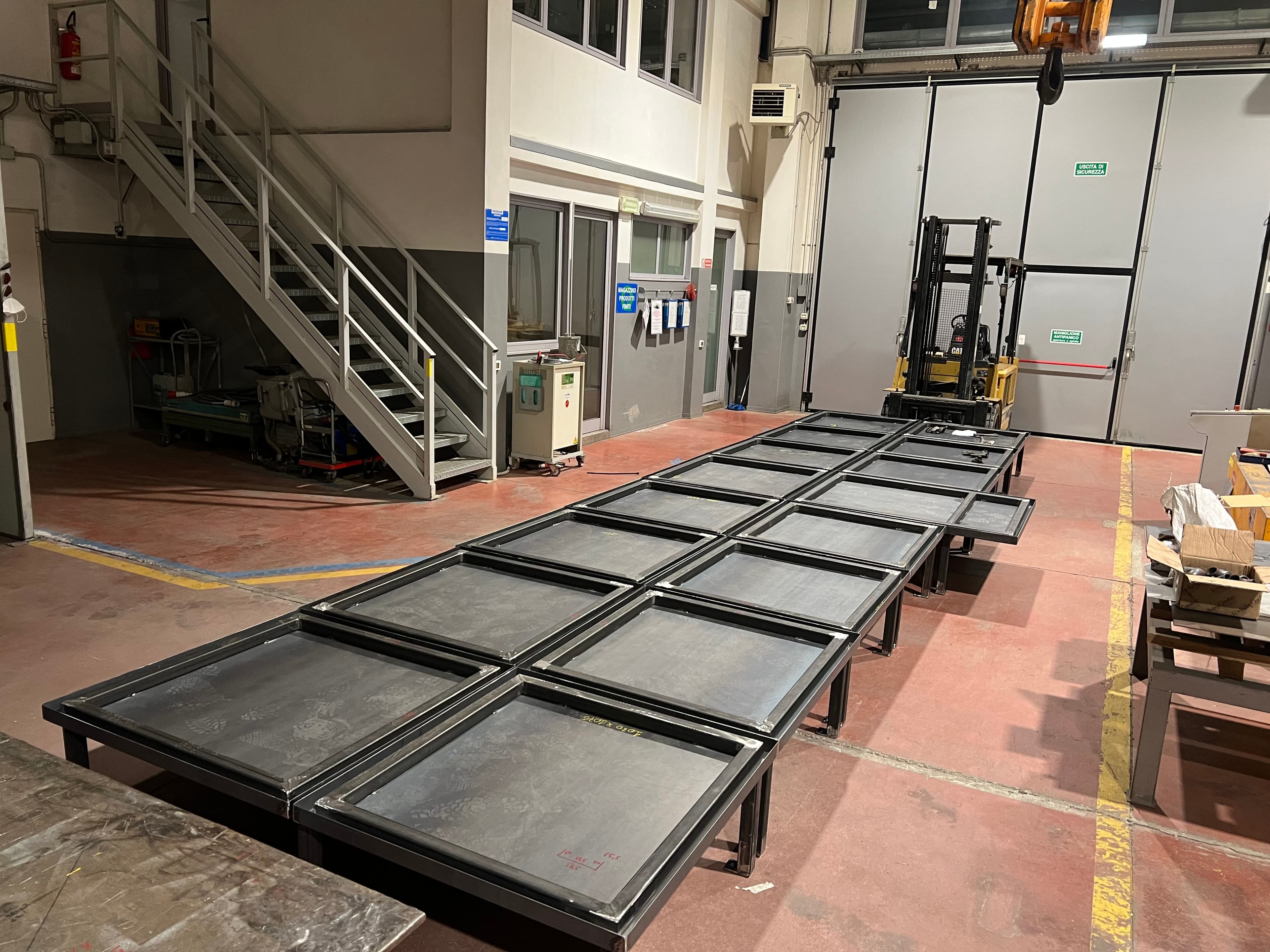 Steel base frame assembled in the workshop