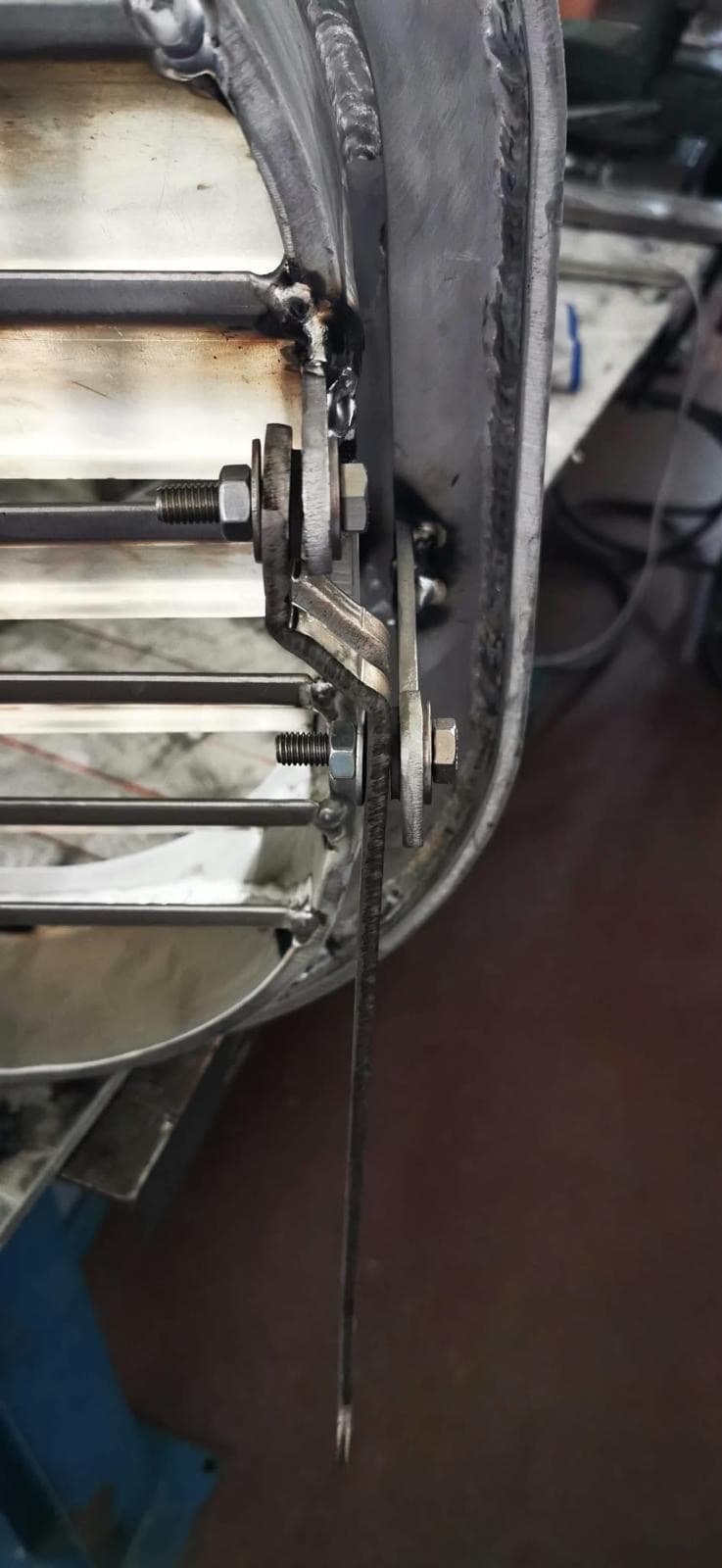 Detail of a welded steel frame