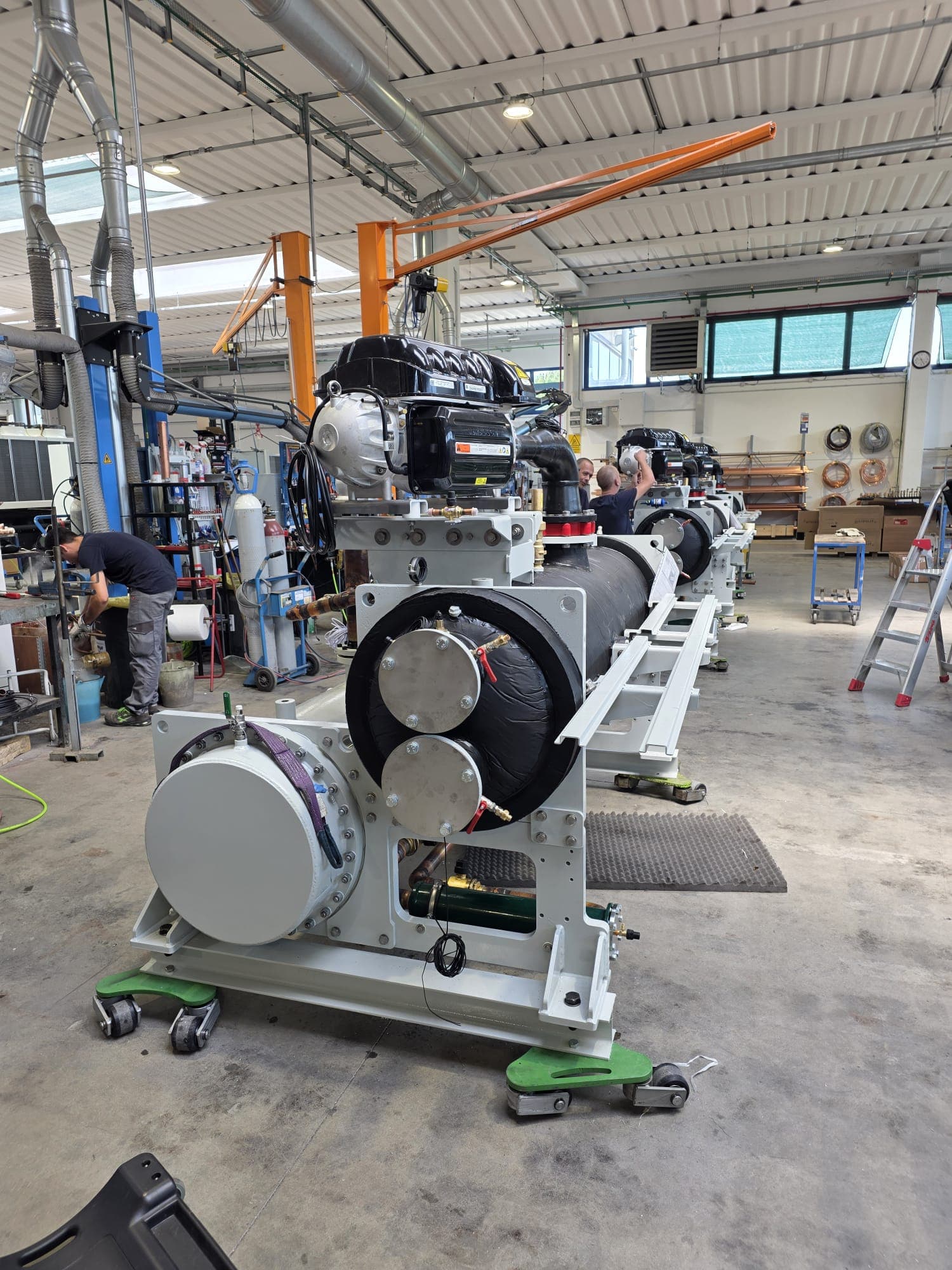 Chiller assembly line in the workshop