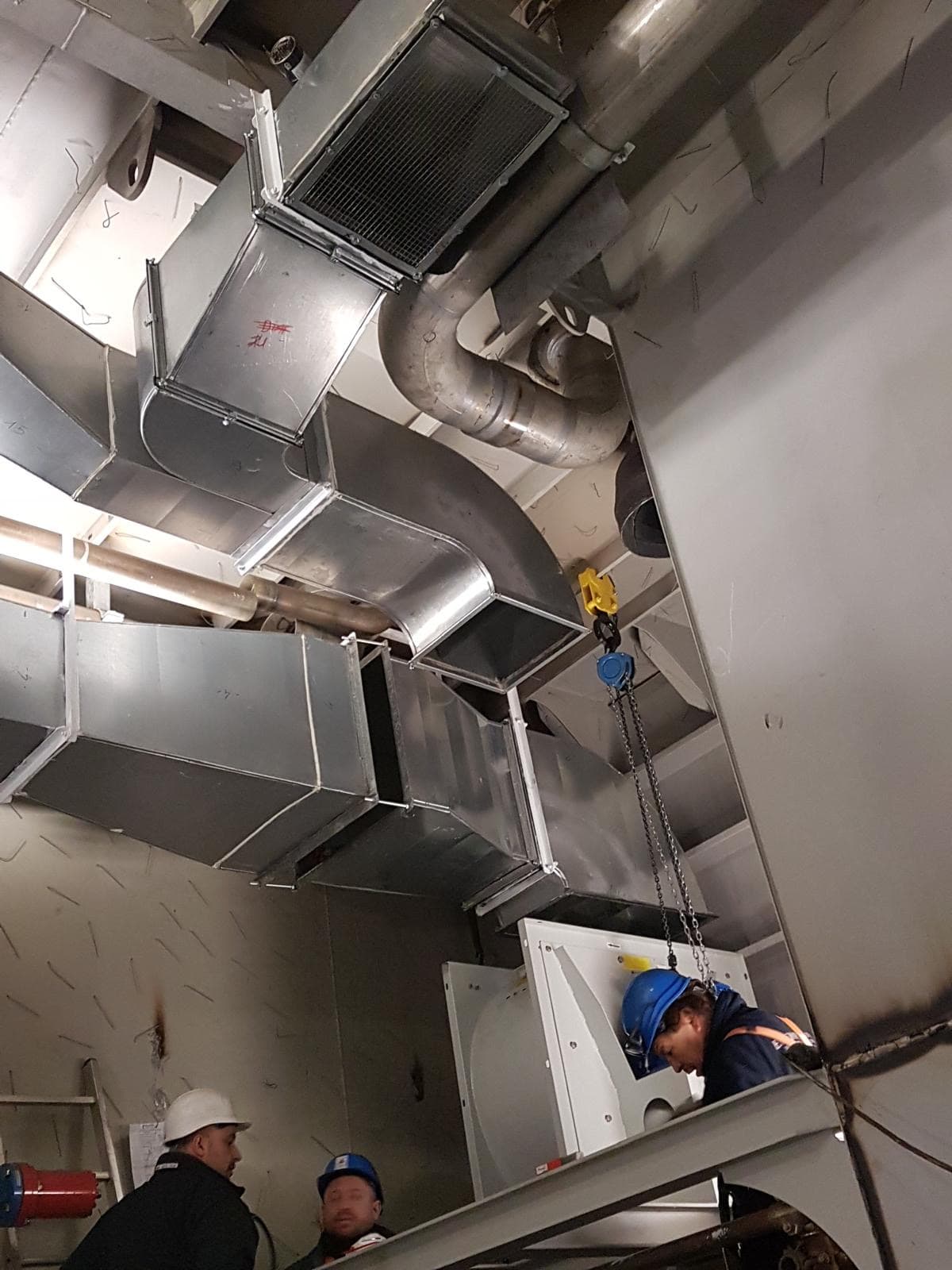 Ductwork installation on board