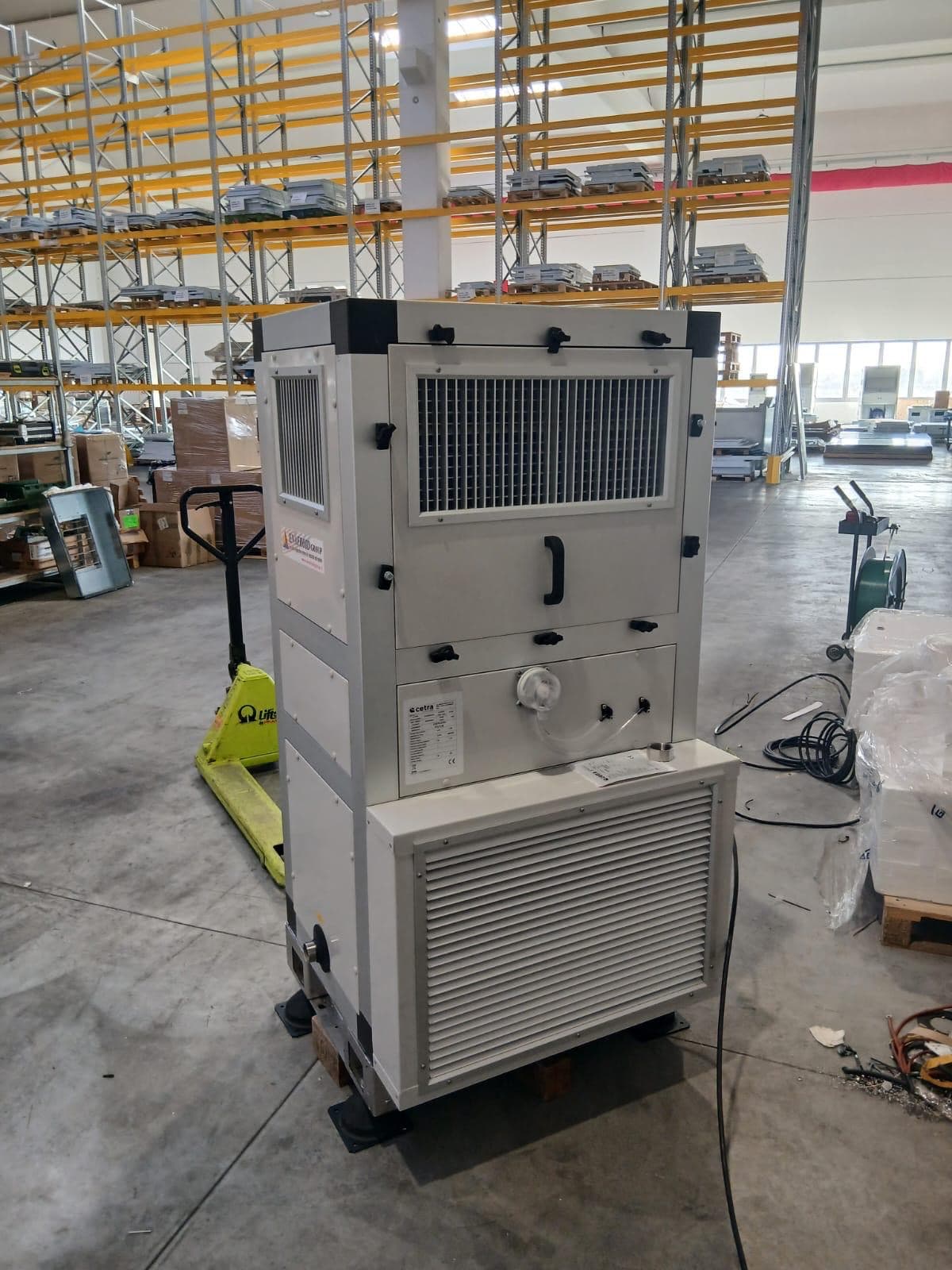 Vertical air conditioning unit in the workshop