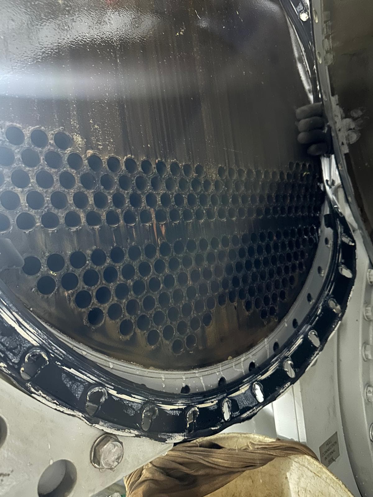 Heat exchanger tube sheet after cleaning